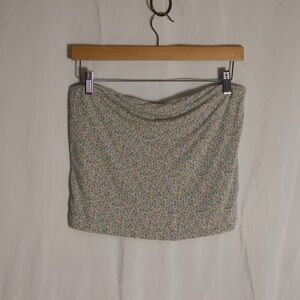 Mini y2k floral strapless top in pink and blue hues size L